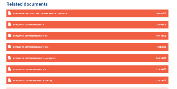 Blue prism related documents dashboard