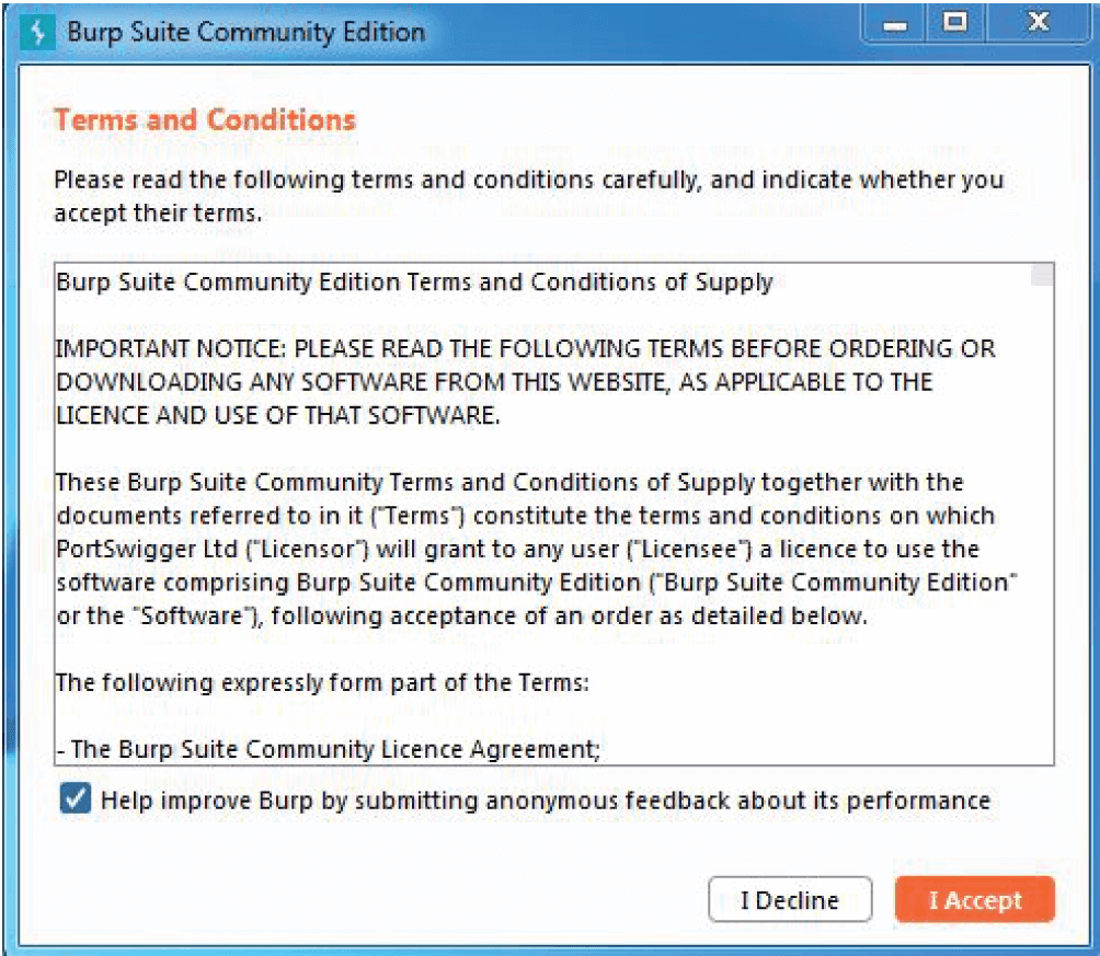 Burp Suite Community Edition - Terms & Conditions