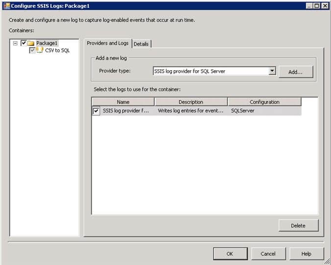 Configuare ssis logs