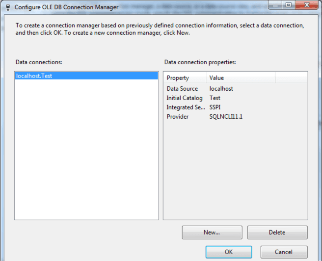 Configure OLE DB Connection Manager