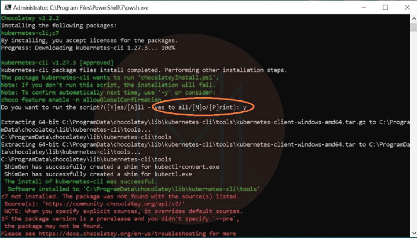 connect to cluster with Kubectl leveraging the Chocolatey installer