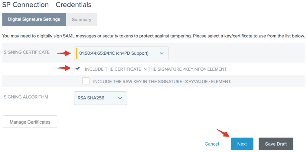 Digital signature Settings