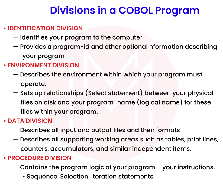 Divisions in a COBOL Program