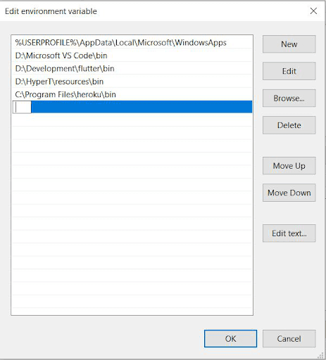 Edit environment variable