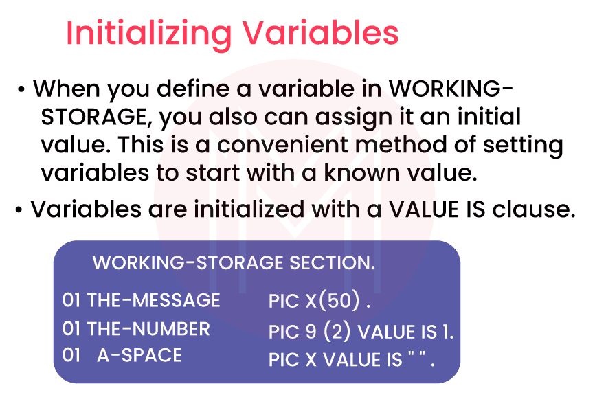 importance of INITIALIZE Variables