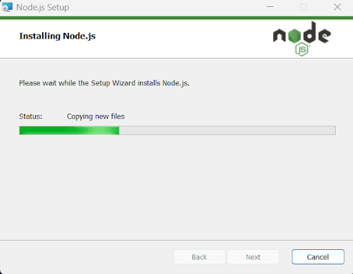 Installing Nodejs in progress