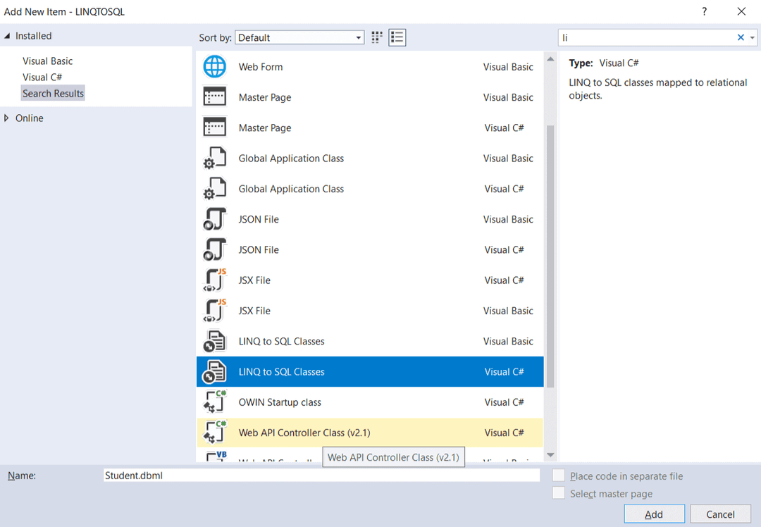 Linq to SQL Classes