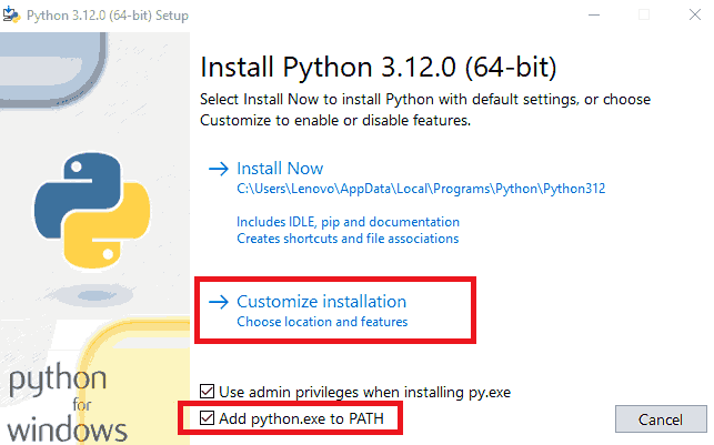 Python Installation step 3