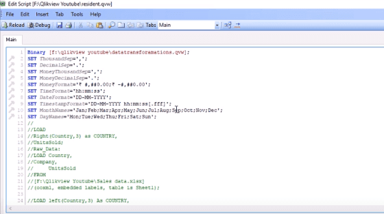 Binary Load in QlikView - Binary statement at the top of the script.