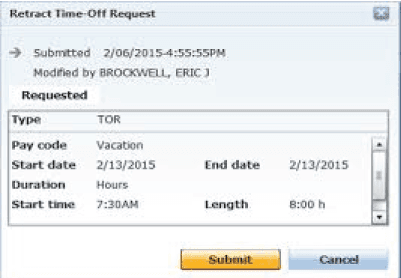 Retracting a Time Off Request