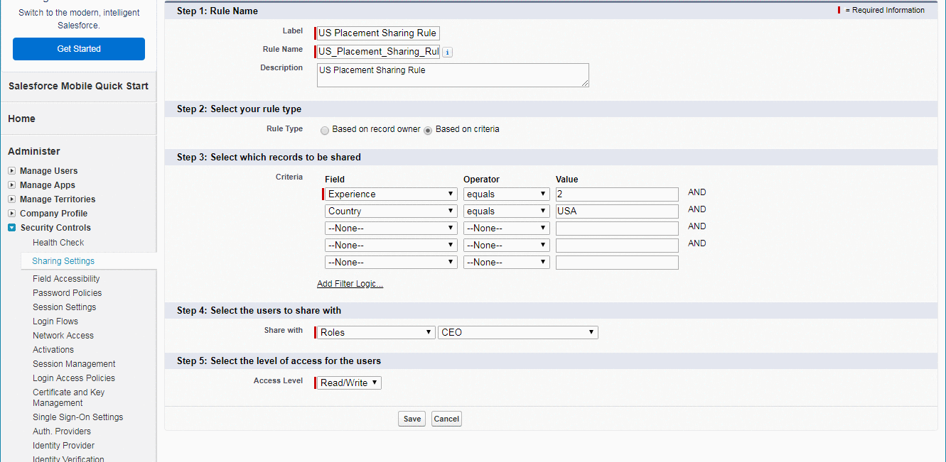 Steps to create Sharing Rule