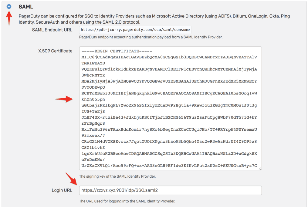 PingFederate SAML endpoint