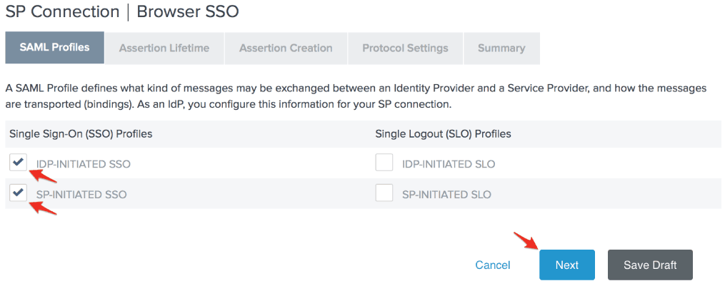 SP Connection - SAML Profile