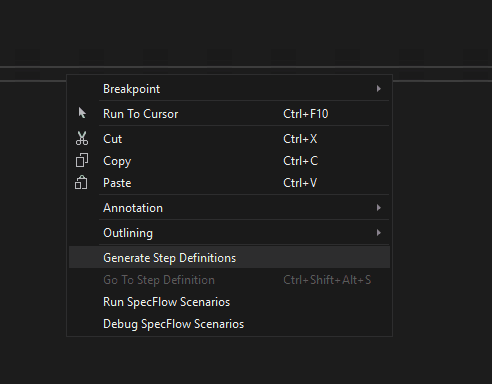 Creating Step Definitions