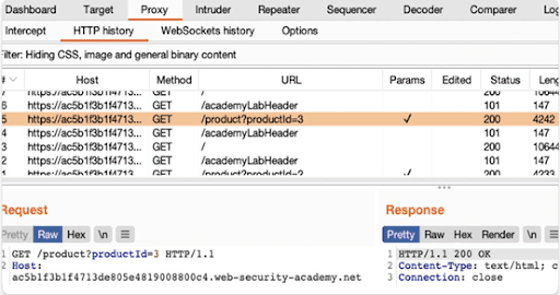 Study the HTTP History and Identify a Request-1